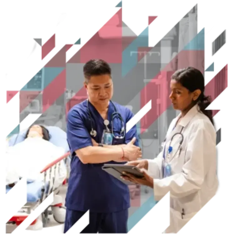 Two doctors collaborating on patient care